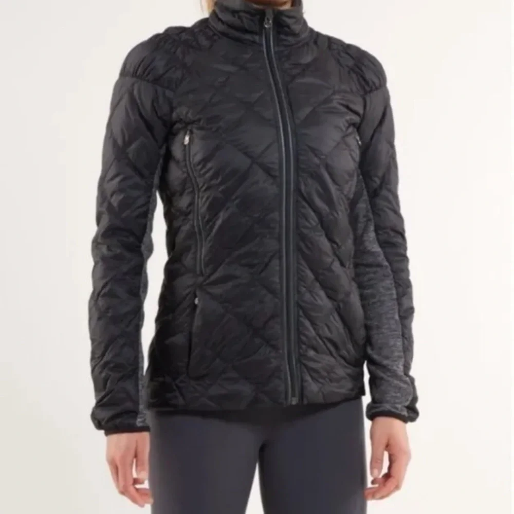 Lululemon Athletica Run Reversible Turn Around 650 Fill Down Black Jacket Sz 4